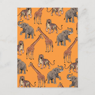 African Animal Pattern Holiday Postcard