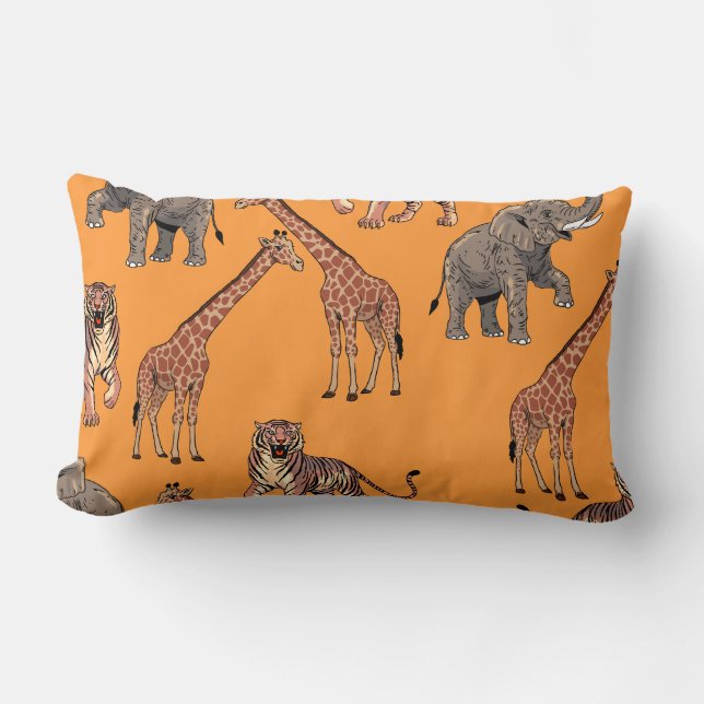 African Animal Pattern Lumbar Cushion (Front)