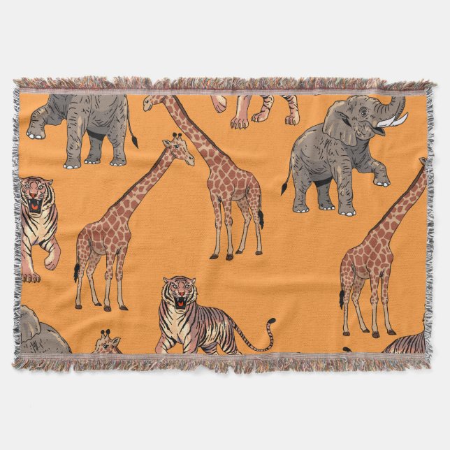 African Animal Pattern Throw Blanket (Front)