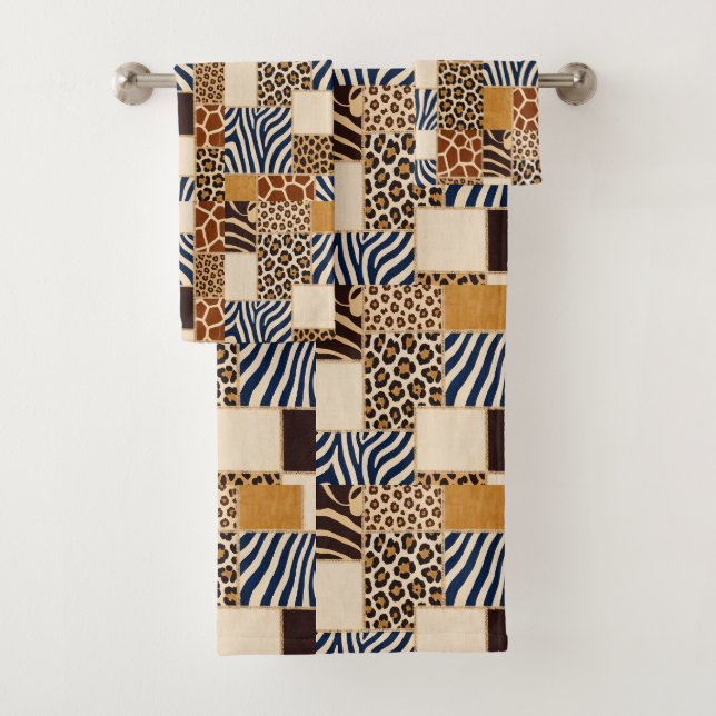 African Animal Print Patchwork Design Towel Set (Insitu)