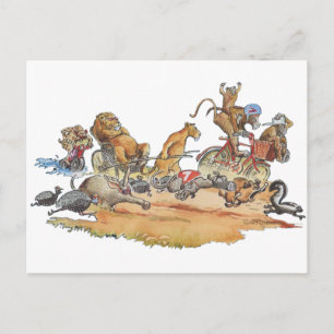 African Animal Race Postcard