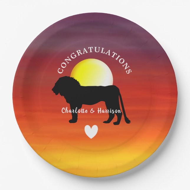 African Animal Safari Sunset Personalised Paper Plate (Front)