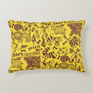 African Animals: Cultural Seamless Pattern. Decorative Cushion