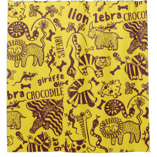 African Animals: Cultural Seamless Pattern. Shower Curtain