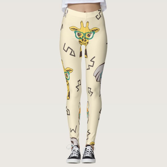 African Animals: Cute Seamless Pattern Leggings (Front)