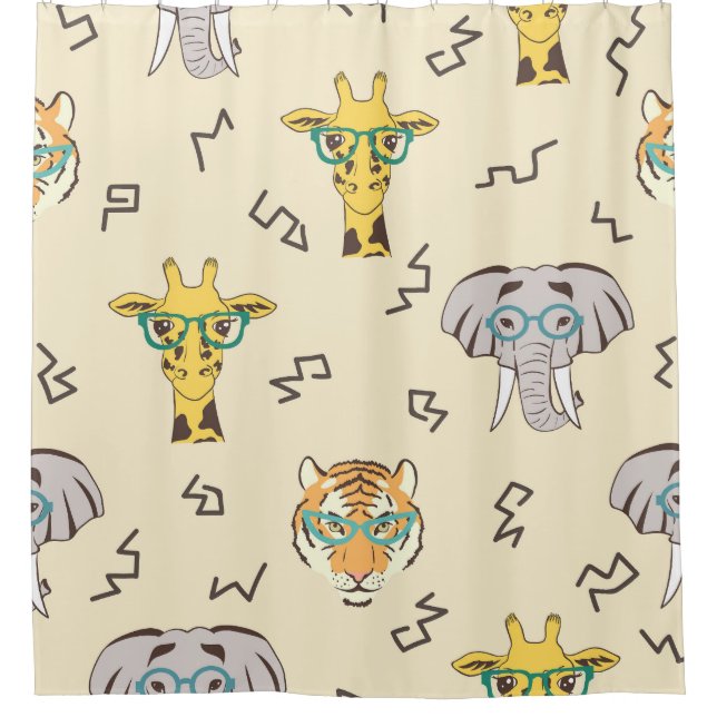 African Animals: Cute Seamless Pattern Shower Curtain (Front)