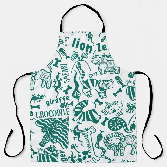 African animals: diverse seamless pattern. apron (Front)