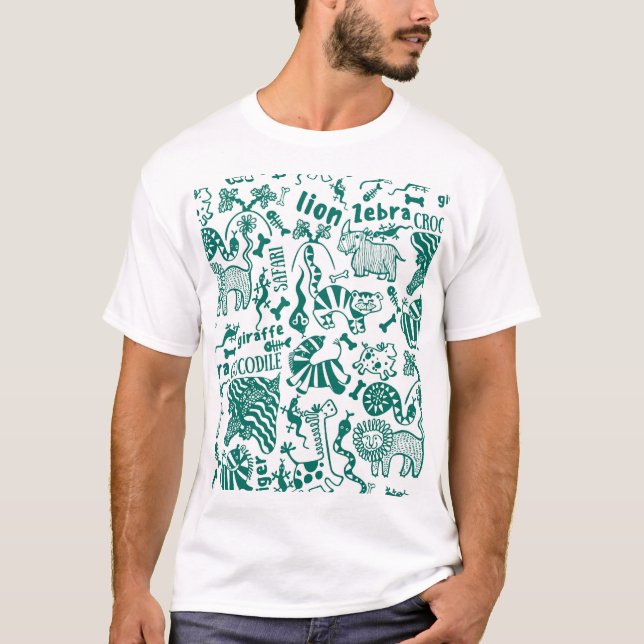 African animals: diverse seamless pattern. T-Shirt (Front)