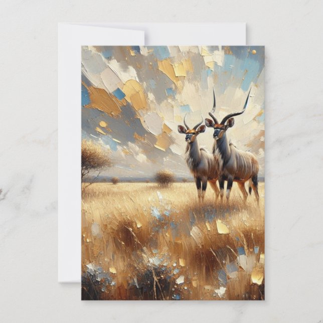 African Animals Nyala Art Impressionist Card (Front)