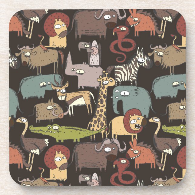 African Animals Pattern Coaster (Front)