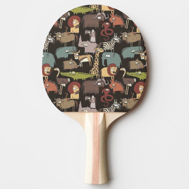 African Animals Pattern Ping Pong Paddle (Front)