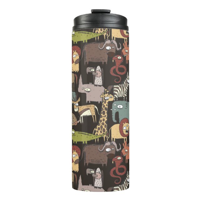 African Animals Pattern Thermal Tumbler (Front)