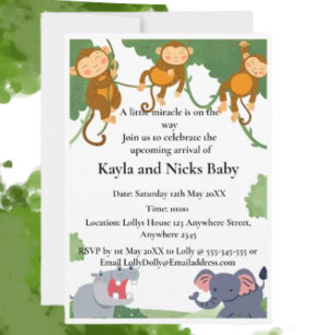African Animals Surprise Gender Baby Shower Invitation