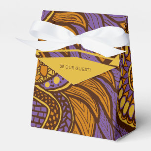 African Ankara Purple Brown Gold Floral Favour Box