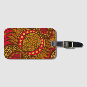 African Ankara Red Global Floral Luggage Tag