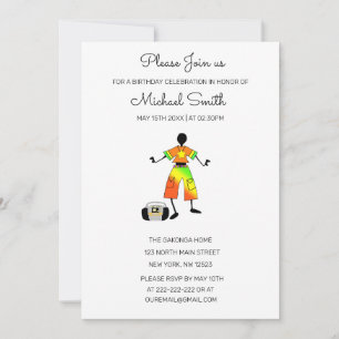 African Art, Awesome Happiness Dance Birthday  Invitation