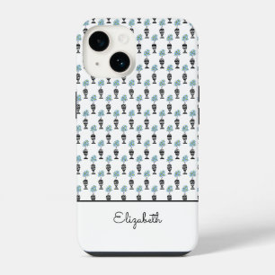 African Art, Blue Tropical Floral iPhone 14 Case