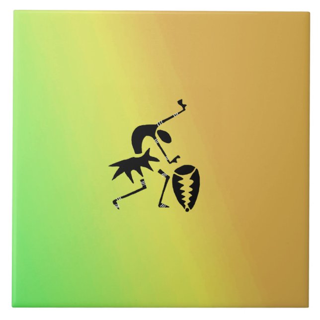 African Art, Colorful, Awesome Silhouette Dancer Tile (Front)