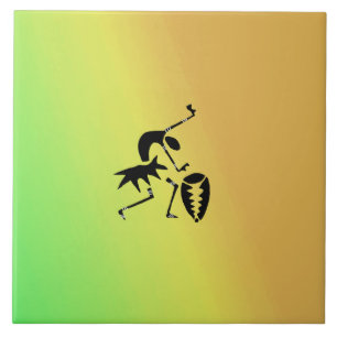 African Art, Colourful, Awesome Silhouette Dancer Tile