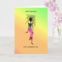 African Art, Colourful Woman Warrior Birthday