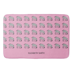 African Art, Cute and Happy Kenyan Zebra Bath Mat