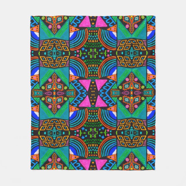 African art drawing. Seamless aztec pattern. Chero Fleece Blanket (Front)