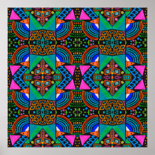 African art drawing. Seamless aztec pattern. Chero Poster