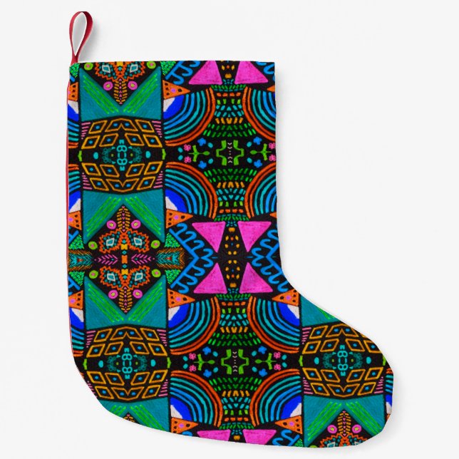 African art drawing. Seamless aztec pattern. Chero Small Christmas Stocking (Front)