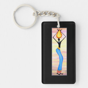 African Art, Elegant Woman, Coconut Oil Seller Key Ring