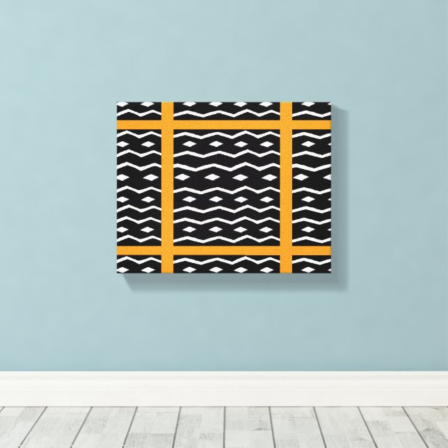 African art, Ethnic Pattern Orange Canvas Print (Insitu(Wood Floor))