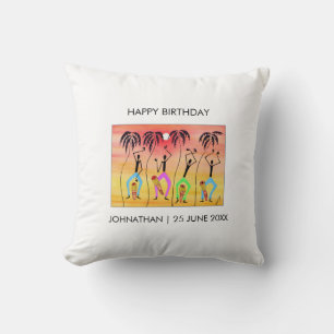 African Art, Expressing Happiness Birthday Cushion