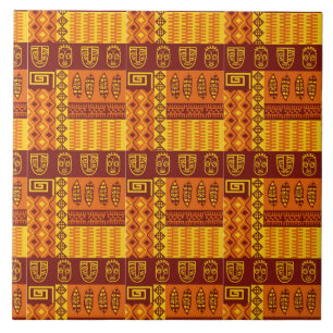 African Art Geometric Pattern Tile