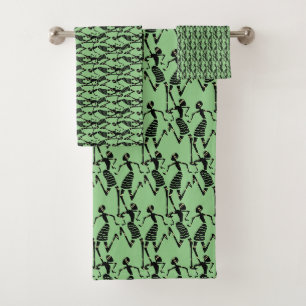 African Art, Green, Traditional Dance (Nduumo) Bath Towel Set