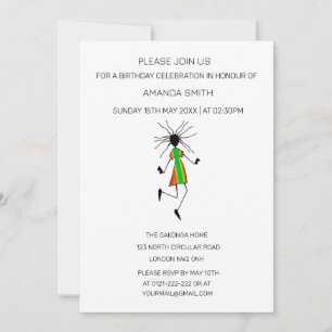 African Art Modern abstract Dancer Birthday Invitation