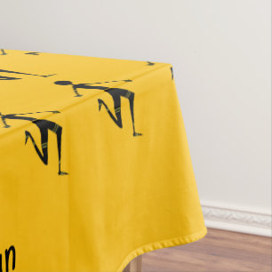 African Art, Silhouette athlete Orange Pattern  Tablecloth