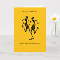 African Art Silhouette Joy Dance Orange Birthday