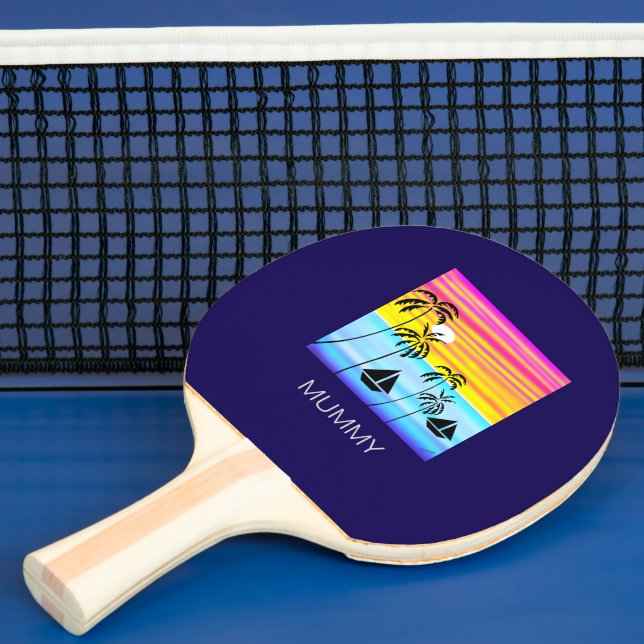  African Art, Tropical Summer Sunset Sailing  Ping Pong Paddle (Insitu)