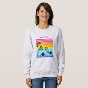 African Art, Tropical Summer Sunset Sailing Sweatshirt