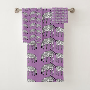 African Art, Zebras and Pattern Bath Towel Set