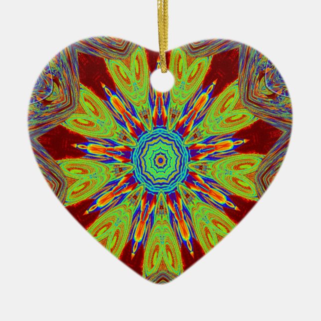 African Asian European ethnic pattern Ceramic Tree Decoration (Front)