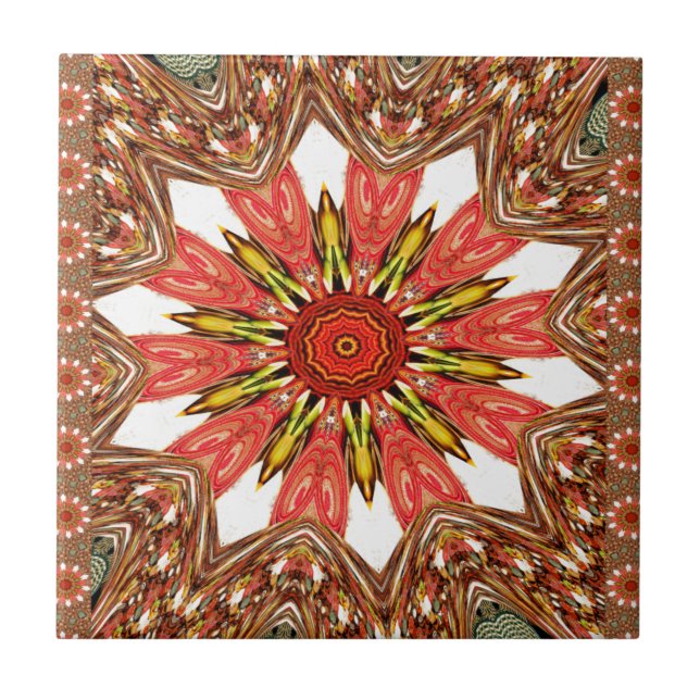 African Asian traditional edgy pattern Tile (Front)