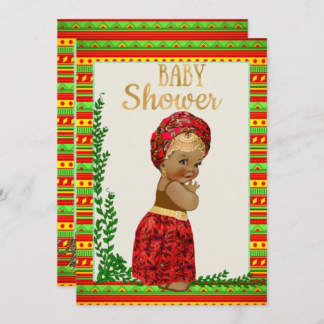 African Baby Shower Invitation with Little Princes (Front/Back)