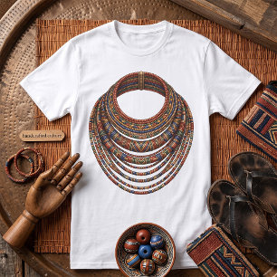 African Beaded Collar Necklace Tribal T-Shirt