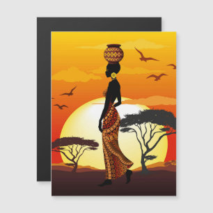 African Beautiful Woman Silhouette on African Suns