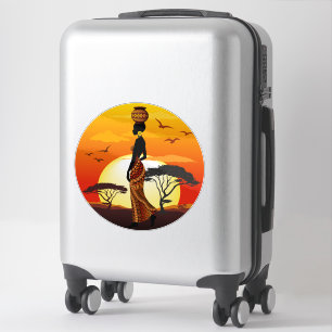 African Beautiful Woman Silhouette on African Suns