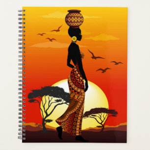 African Beautiful Woman Silhouette on African Suns Planner