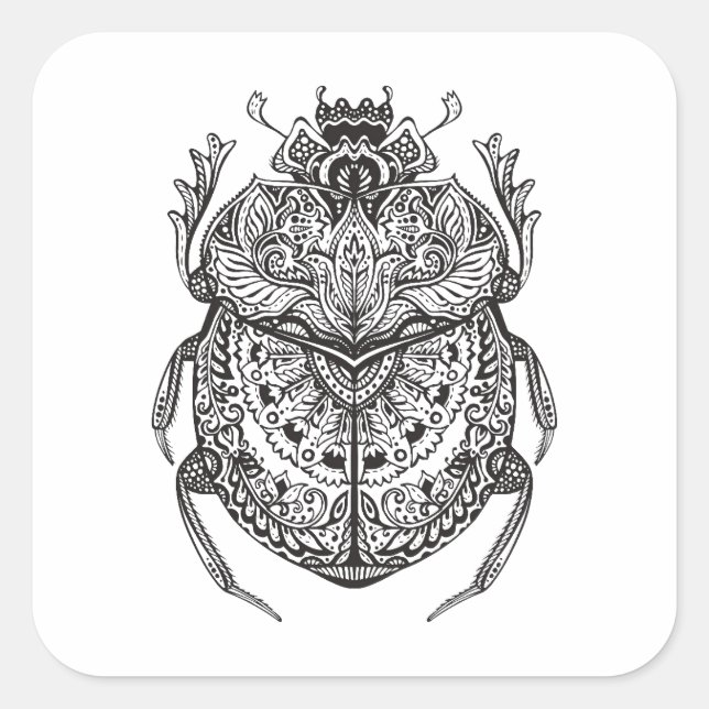 African Beetle Zendoodle Square Sticker (Front)