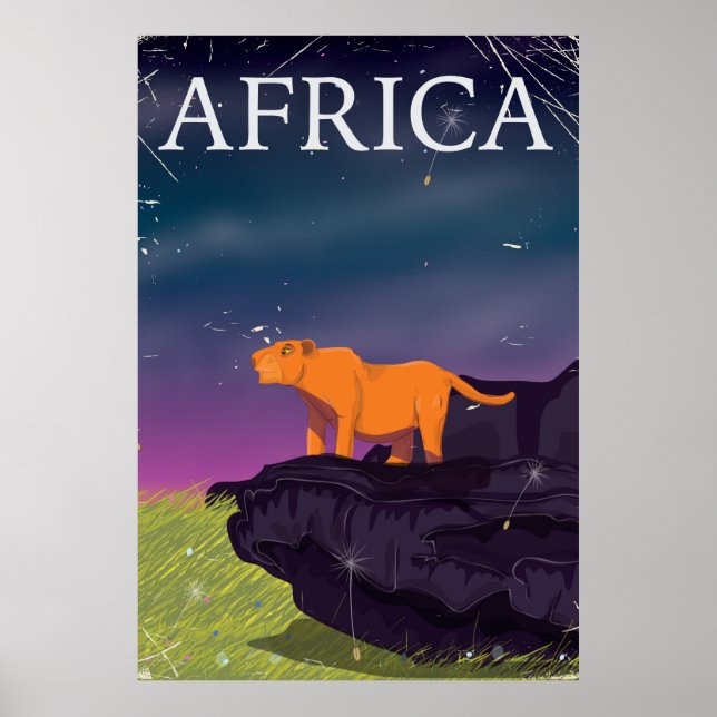 African Big Cat Vintage Poster (Front)