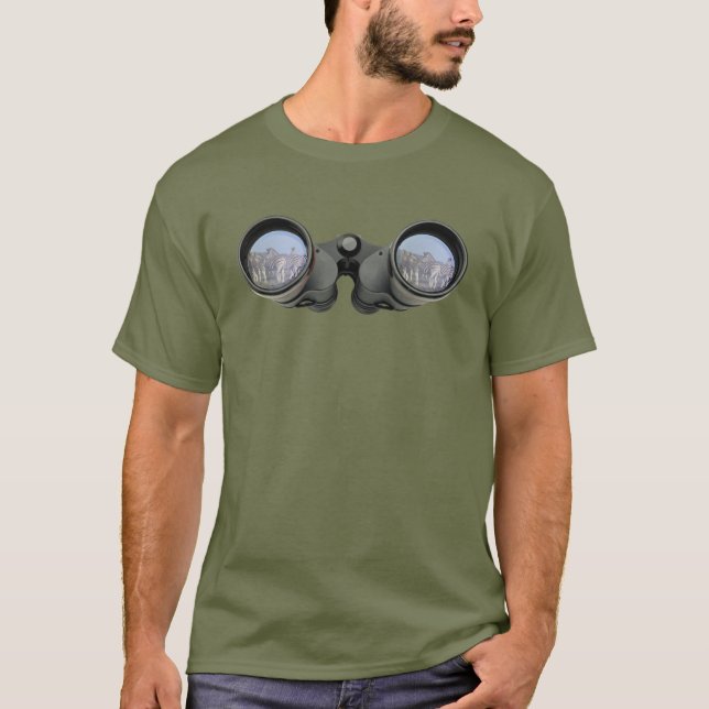 African Binoculars Blue Sky Zebra T-Shirt (Front)