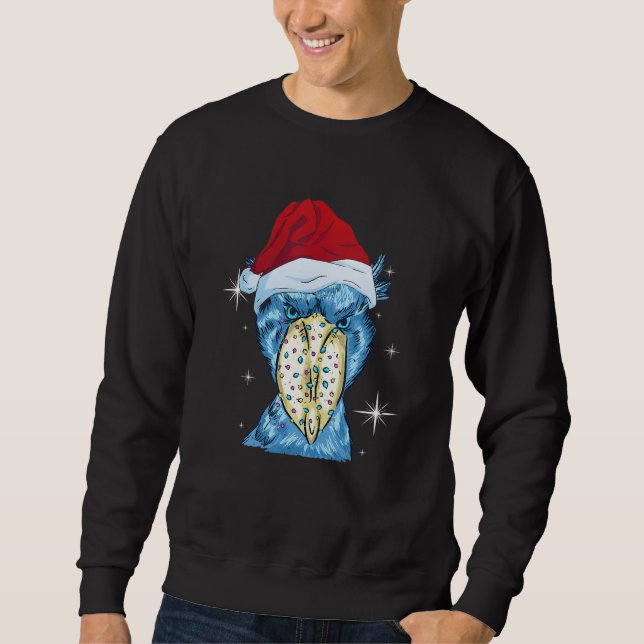 African Bird Christmas Shoebill Santa Hat Shoebill Sweatshirt (Front)